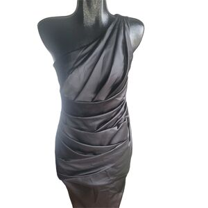 David's Bridal Black One-Shoulder Formal Prom Party Dress 6